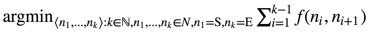 Fig. 1. Optimal path with minimal cost induced by f