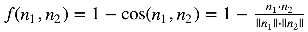 Eq. 1. Definition of weight function using cosine similarity