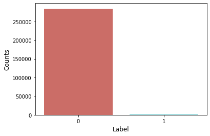 Fig. 4: Distribution of Real(0) and Fraud(1) transactions in the data-set. Image by Author.