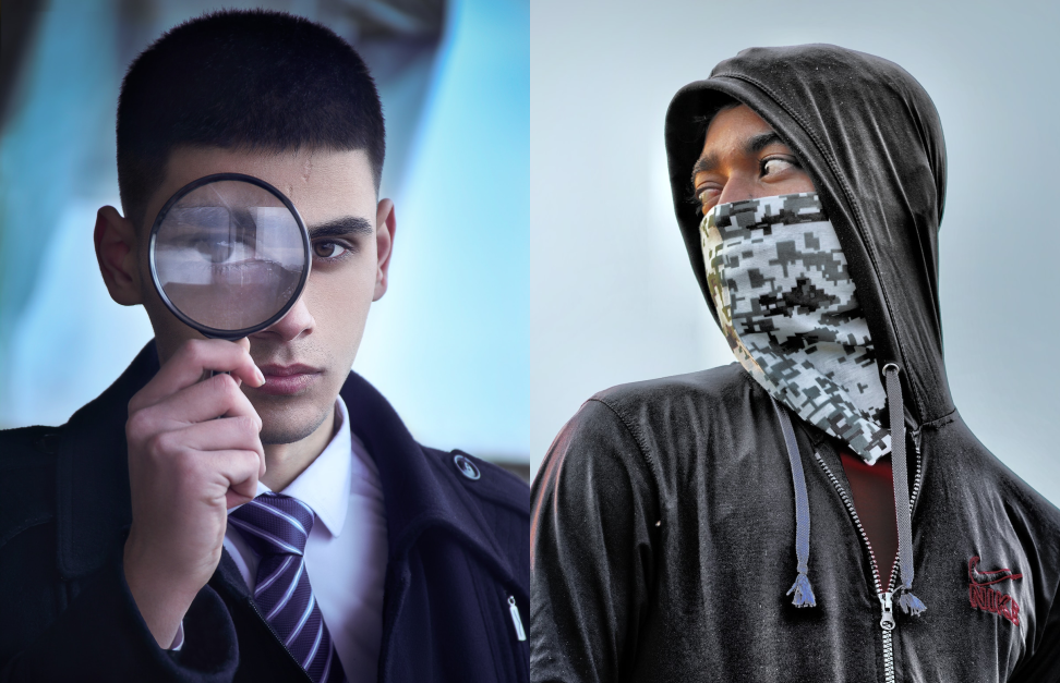 To illustrate the Generator-Discriminator game, we can think of a forger as the Generator (right Photo by Ahnaf Piash on [Unsplash](https://unsplash.com/s/photos/detective?utm_source=unsplash&utm_medium=referral&utm_content=creditCopyText)) that tries to fool the detective or Discriminator (left Photo by Ali Hajian on Unsplash)