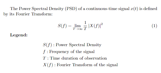 Power Spectral Density equation (Latex compiled)