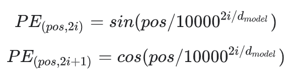 Positional encoding matrix definition from Attention Is All You Need