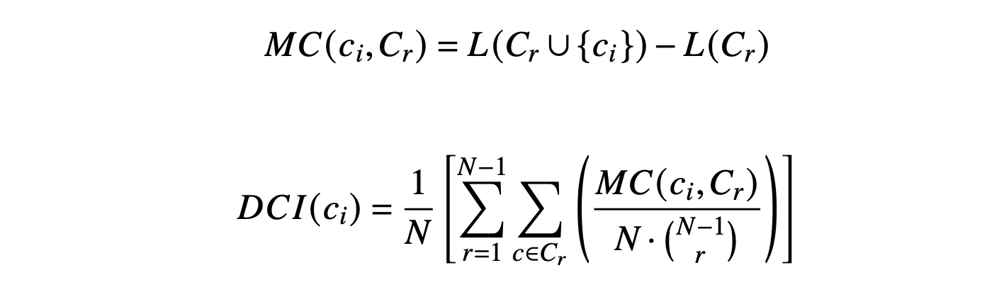 Eq. 1 / Eq. 2: Used in calculating marginal importance from N inputs. Image by author.