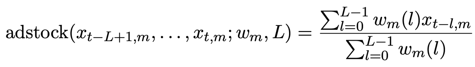 Equation 1: Adstock function that models the carryover effect