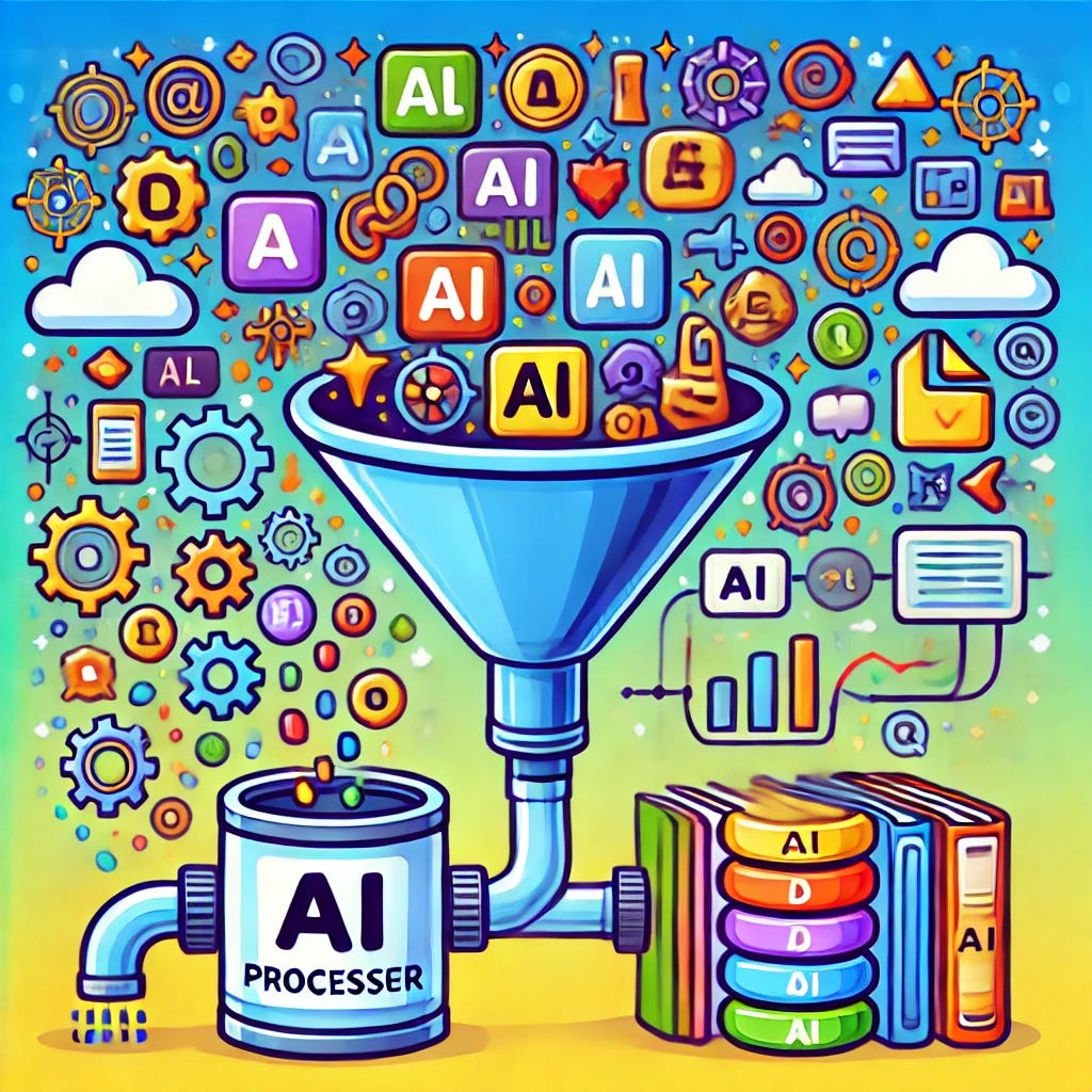 Graphic showing messy data being process. Image by author using ChatGPT-4o.