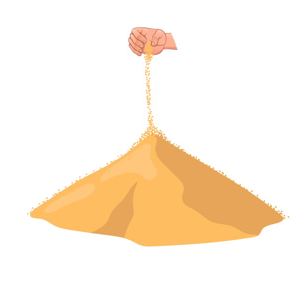 Figure 1. Avalanche dynamics in sand piles can be explained with self-organized critically theory (SOC). As grains are added, the pile maintains a stable slope until reaching a critical point where additional grains trigger avalanches. Similarly, language models exhibit SOC behavior: attention patterns maintain stable distributions until critical points where sudden reorganizations cascade through the network, leading to new emergent capabilities. These reorganizations show scale-free distributions characteristic of criticality, with attention weights shifting from uniform to specialized patterns across multiple network layers. Illustration by author.