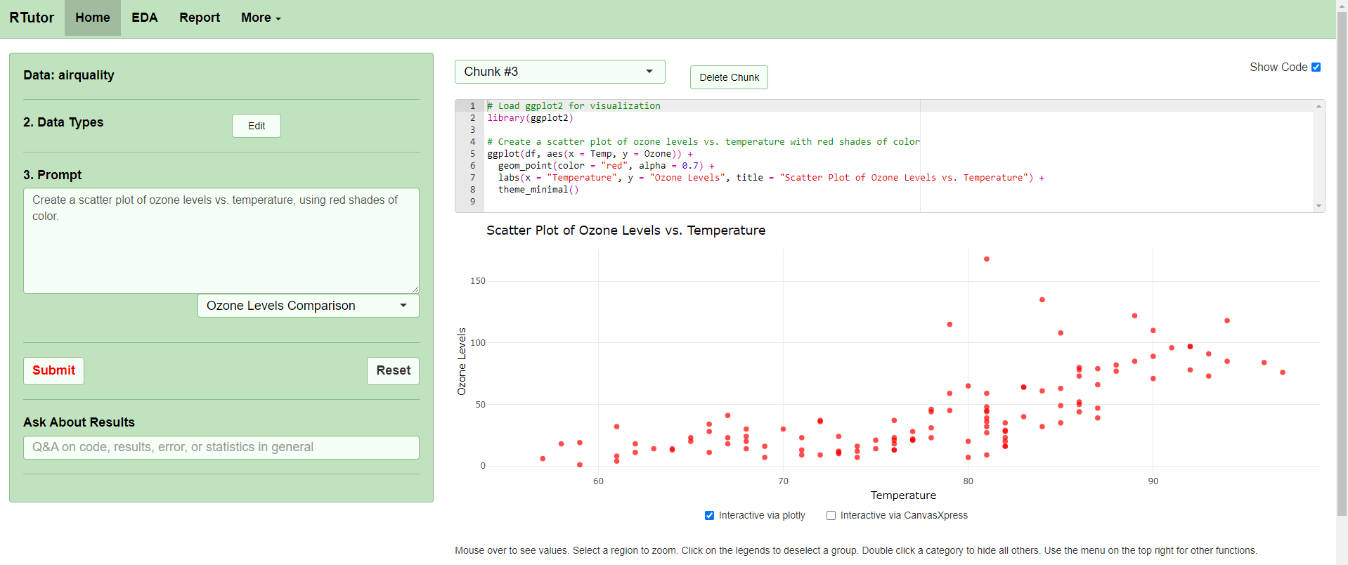 Example of R-Tutor running live. Screenshot by the author.