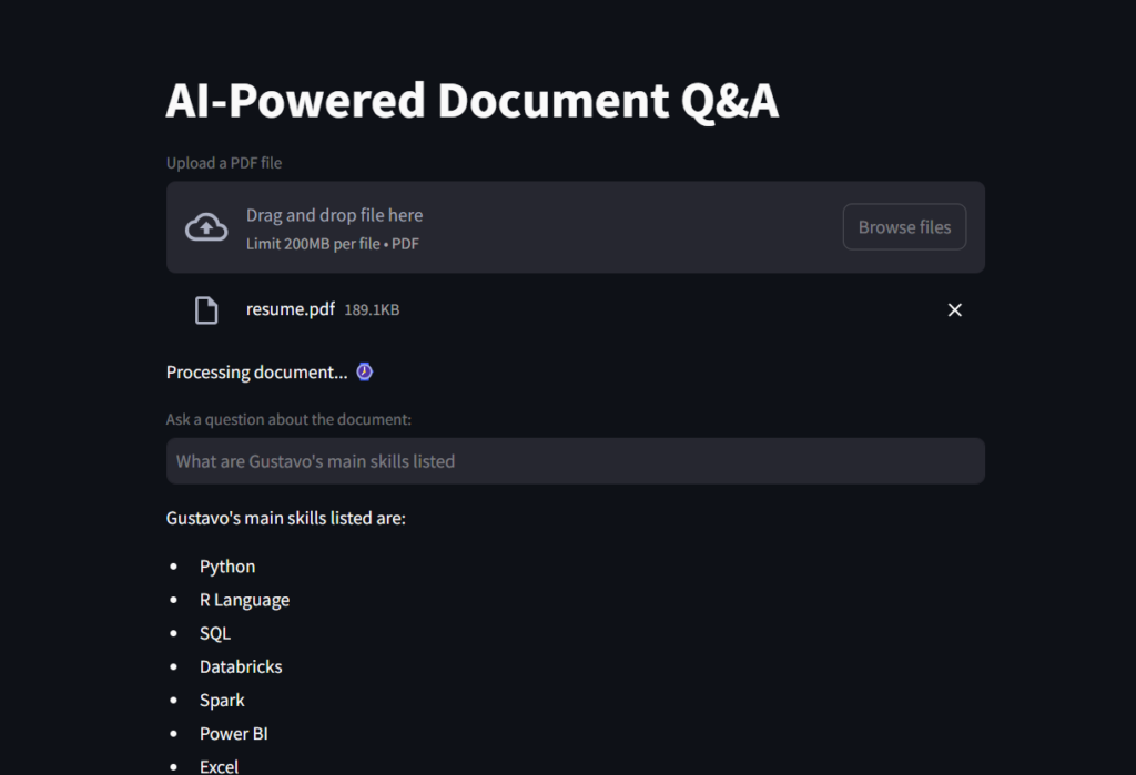 Screenshot of the AI-Powered Document Q&A