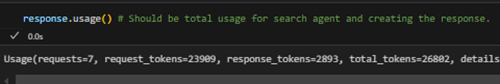 Screenshot of snippet indicating total token usage for the task